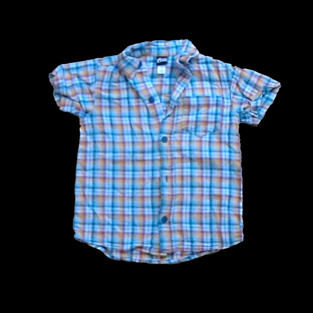 Tea Collection Boys Multi-Colored Flannel Button Down Short Sleeve size: 3T